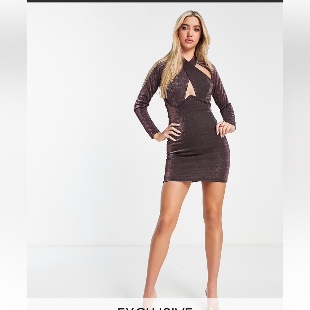 ASOS ASYOU Wrap Front Dress Sz US 6 NEW Glitter Holiday New Years Eve